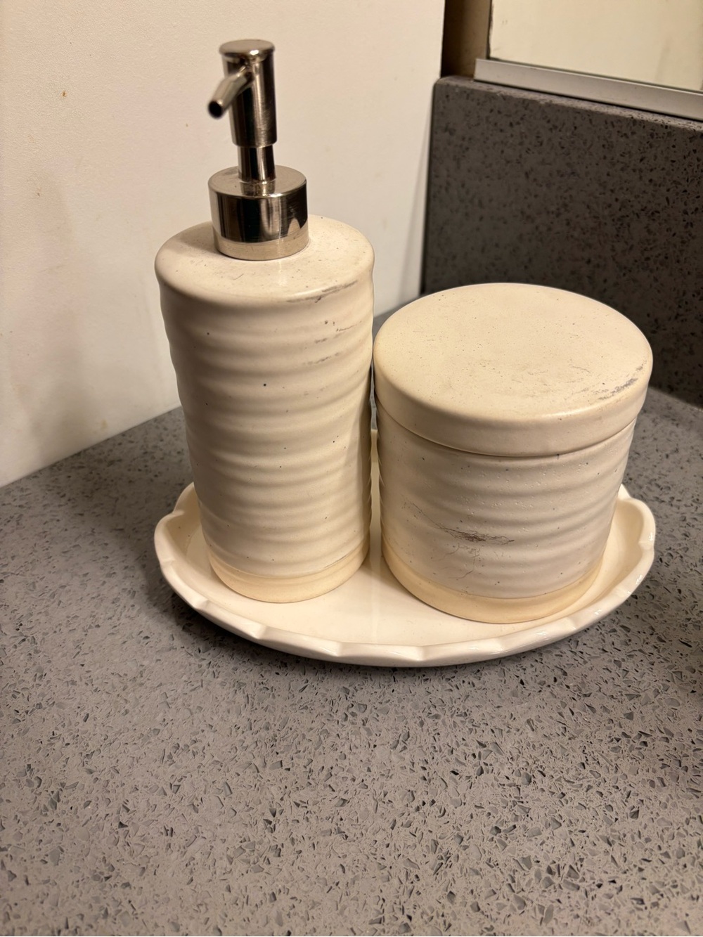 Threshold Ceramic Bath Set - Cream Soap Dispenser and Jar